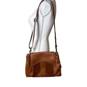 nat & nin brown 100% cow hide leather front flap cross body shoulder purse